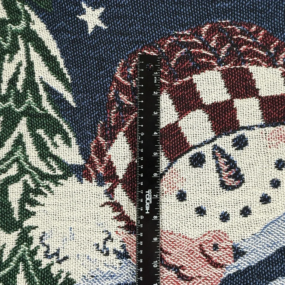 Winter Snowman Wildlife Scene Throw Blanket 42x50 Afghan Tapestry Cardinal